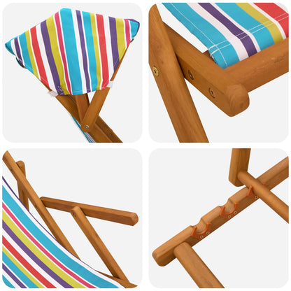 vidaXL Deck Chair 2 pcs 3 Position Solid Eucalyptus Wood Multicolour