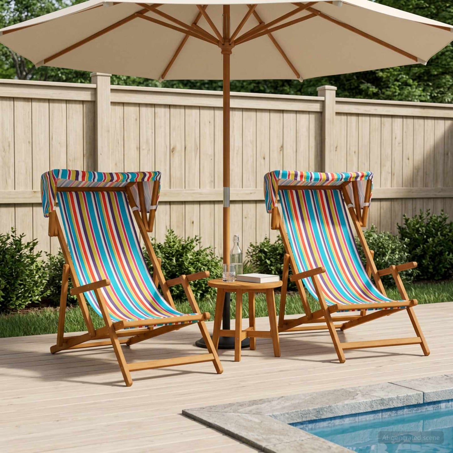 vidaXL Deck Chair 2 pcs 3 Position Solid Eucalyptus Wood Multicolour