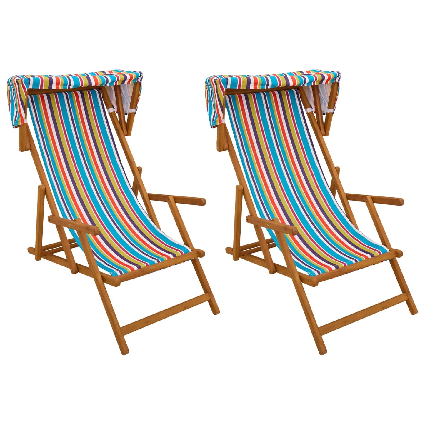 vidaXL Deck Chair 2 pcs 3 Position Solid Eucalyptus Wood Multicolour