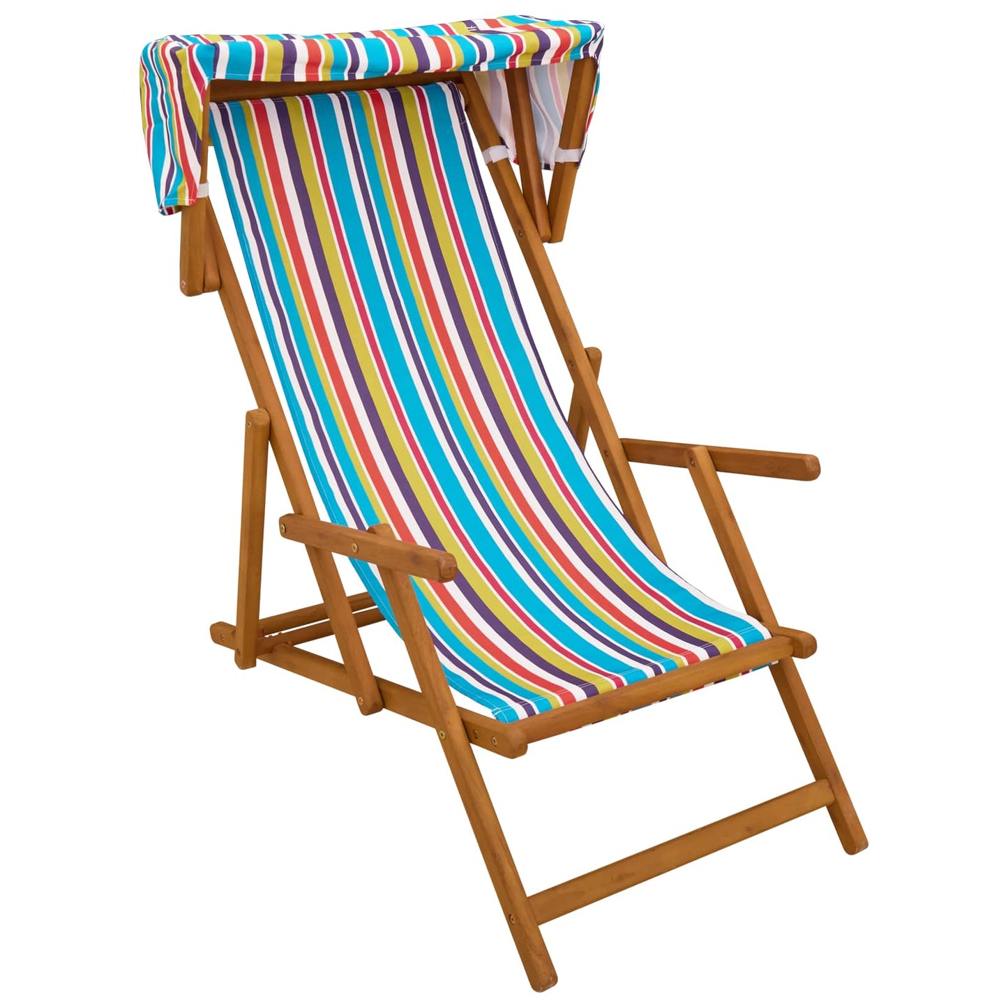 vidaXL Deck Chair 2 pcs 3 Position Solid Eucalyptus Wood Multicolour