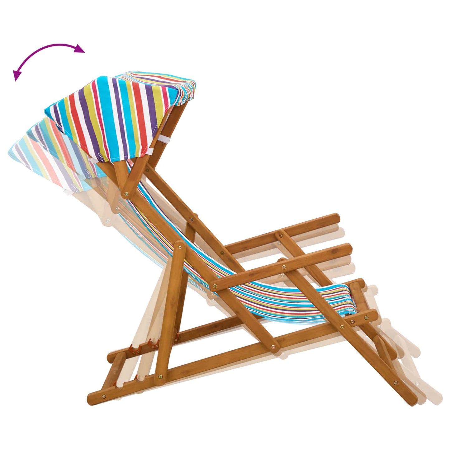 vidaXL Deck Chair 2 pcs 3 Position Solid Eucalyptus Wood Multicolour