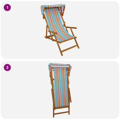 vidaXL Deck Chair 2 pcs 3 Position Solid Eucalyptus Wood Multicolour