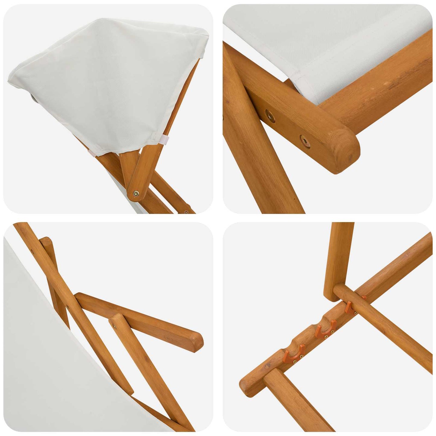 vidaXL Deck Chair 2 pcs 3 Position Solid Eucalyptus Wood Cream