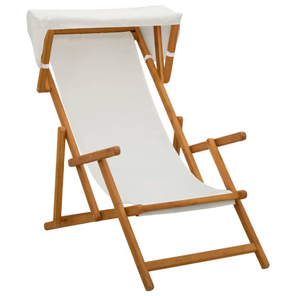 vidaXL Deck Chair 2 pcs 3 Position Solid Eucalyptus Wood Cream