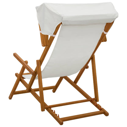 vidaXL Deck Chair 2 pcs 3 Position Solid Eucalyptus Wood Cream