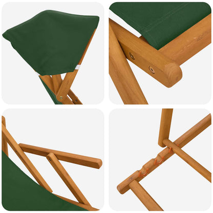 vidaXL Deck Chair 2 pcs 3 Position Solid Eucalyptus Wood Green