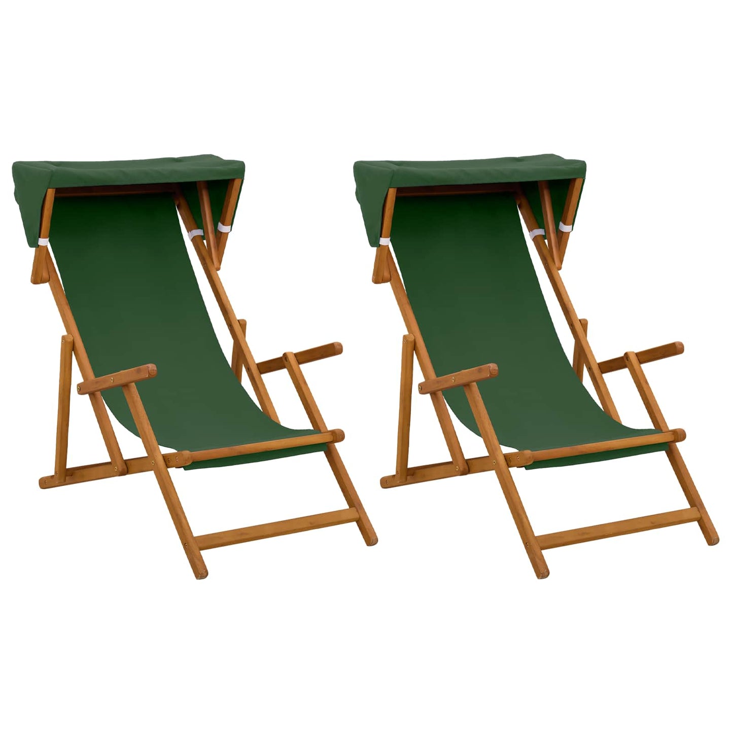 vidaXL Deck Chair 2 pcs 3 Position Solid Eucalyptus Wood Green