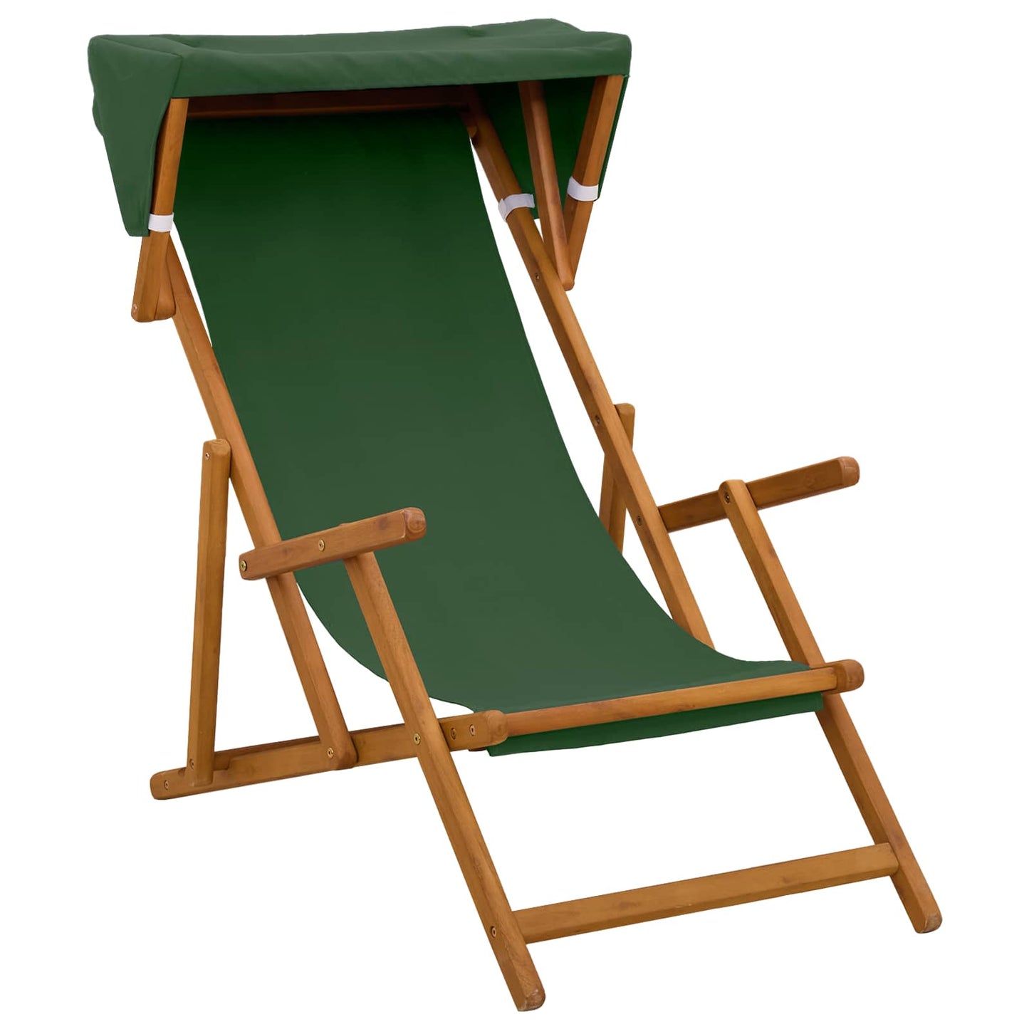vidaXL Deck Chair 2 pcs 3 Position Solid Eucalyptus Wood Green