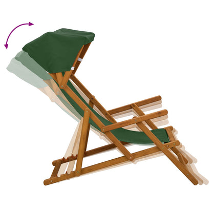 vidaXL Deck Chair 2 pcs 3 Position Solid Eucalyptus Wood Green
