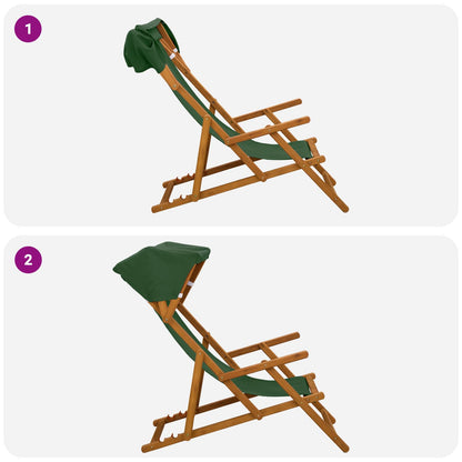 vidaXL Deck Chair 2 pcs 3 Position Solid Eucalyptus Wood Green