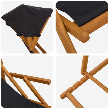 vidaXL Deck Chair 2 pcs 3 Position Solid Eucalyptus Wood Black