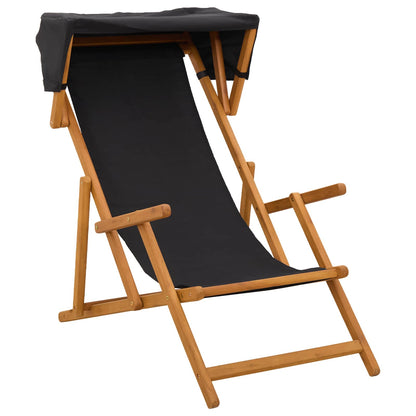 vidaXL Deck Chair 2 pcs 3 Position Solid Eucalyptus Wood Black