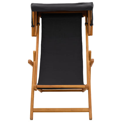 vidaXL Deck Chair 2 pcs 3 Position Solid Eucalyptus Wood Black