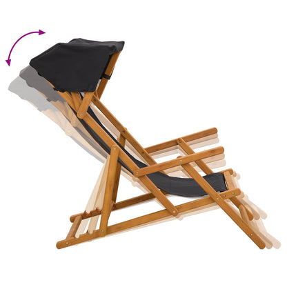 vidaXL Deck Chair 2 pcs 3 Position Solid Eucalyptus Wood Black