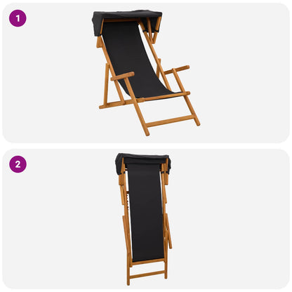 vidaXL Deck Chair 2 pcs 3 Position Solid Eucalyptus Wood Black