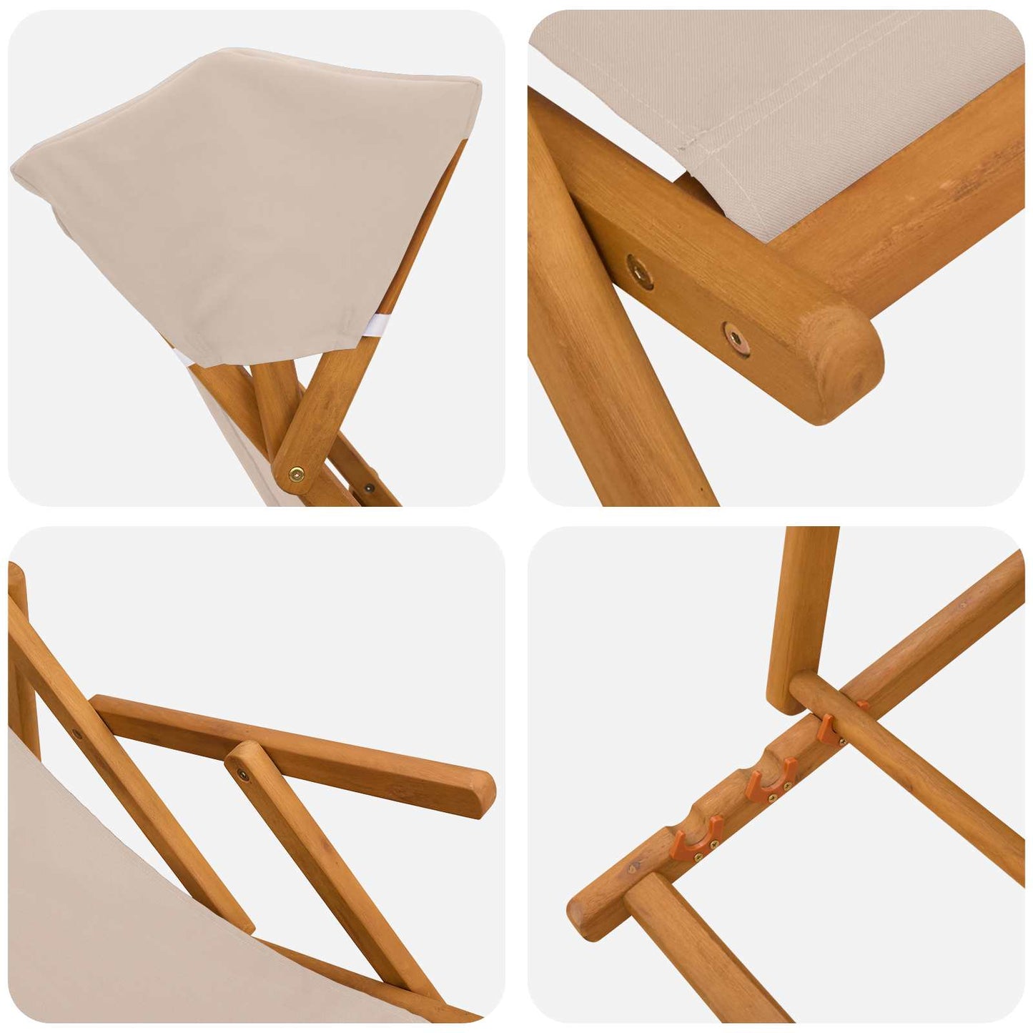 vidaXL Deck Chair 2 pcs 3 Position Solid Eucalyptus Wood Beige