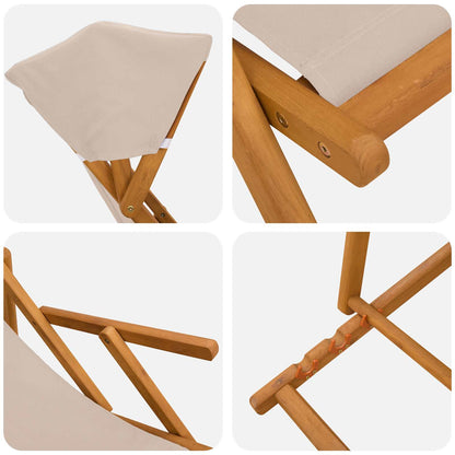 vidaXL Deck Chair 2 pcs 3 Position Solid Eucalyptus Wood Beige