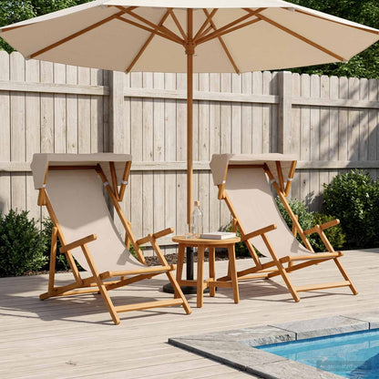 vidaXL Deck Chair 2 pcs 3 Position Solid Eucalyptus Wood Beige