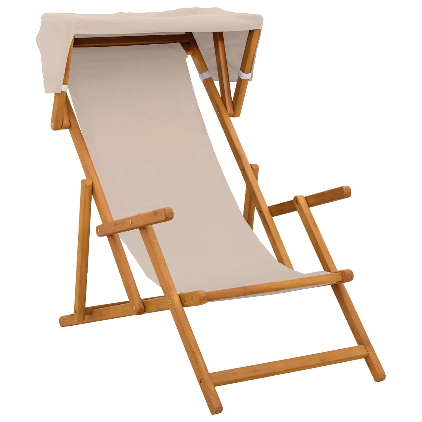 vidaXL Deck Chair 2 pcs 3 Position Solid Eucalyptus Wood Beige
