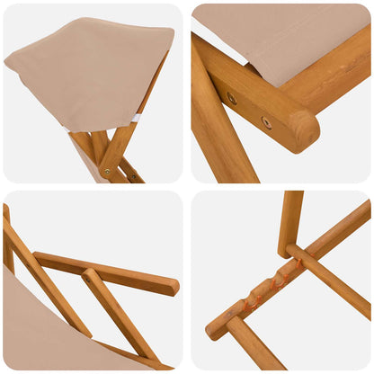 vidaXL Deck Chair 2 pcs 3 Position Solid Eucalyptus Wood Taupe