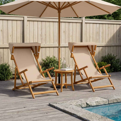 vidaXL Deck Chair 2 pcs 3 Position Solid Eucalyptus Wood Taupe