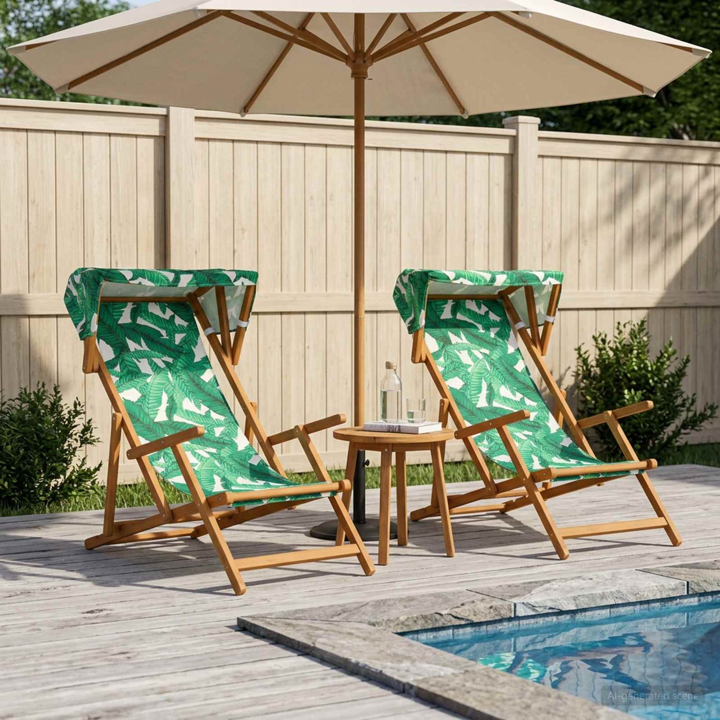 vidaXL Deck Chair 2 pcs 3 Position Solid Eucalyptus Wood Leaf Pattern