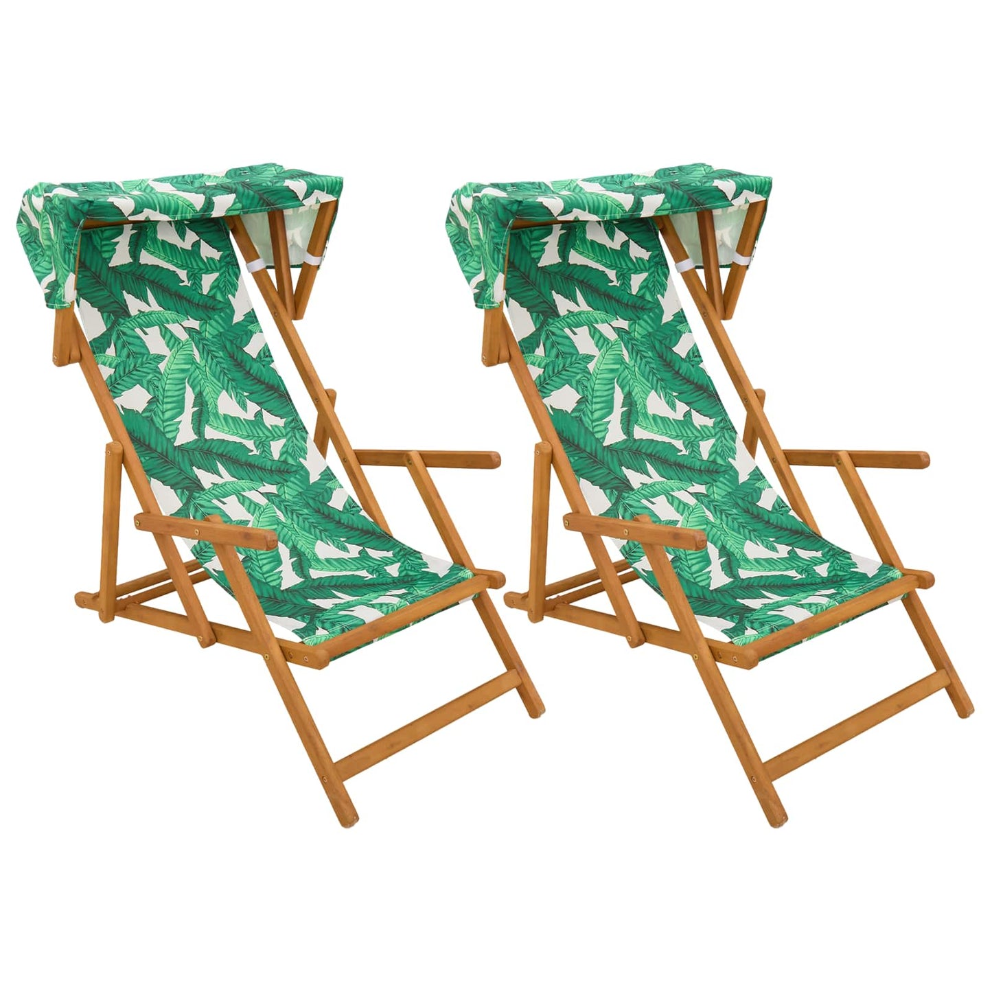vidaXL Deck Chair 2 pcs 3 Position Solid Eucalyptus Wood Leaf Pattern