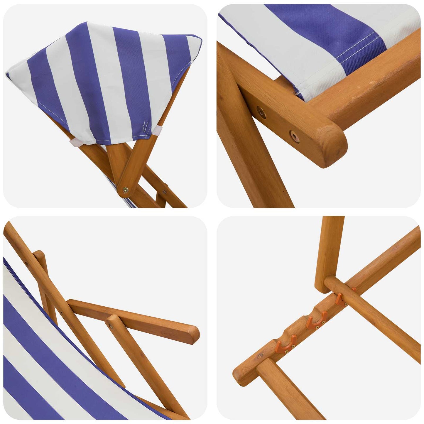 vidaXL Deck Chair 2 pcs 3 Position Solid Eucalyptus Wood