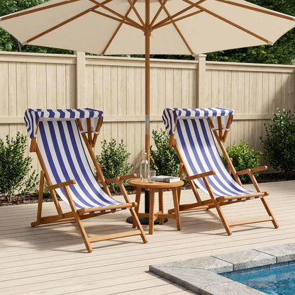 vidaXL Deck Chair 2 pcs 3 Position Solid Eucalyptus Wood