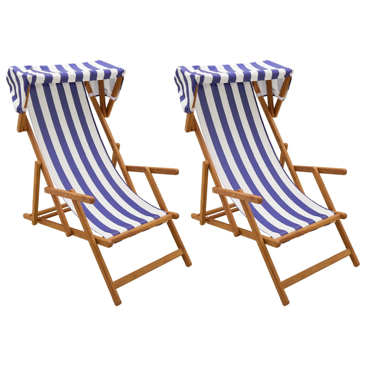 vidaXL Deck Chair 2 pcs 3 Position Solid Eucalyptus Wood