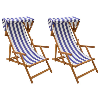 vidaXL Deck Chair 2 pcs 3 Position Solid Eucalyptus Wood