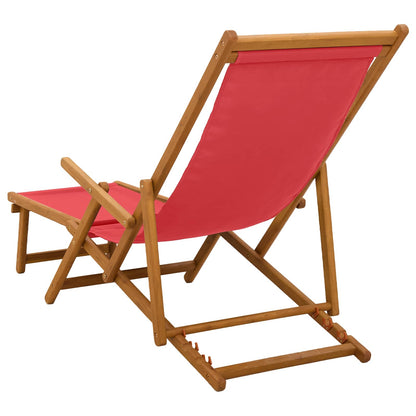 vidaXL Folding Sun Lounger 2 pcs 3 Position Solid Eucalyptus Wood Red