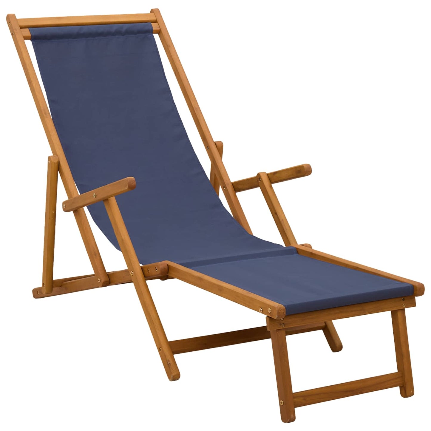 vidaXL Folding Sun Lounger 2 pcs 3 Position Solid Eucalyptus Wood Blue
