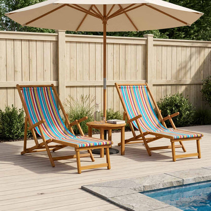 vidaXL Folding Sun Lounger 2 pcs 3 Position Solid Eucalyptus Wood