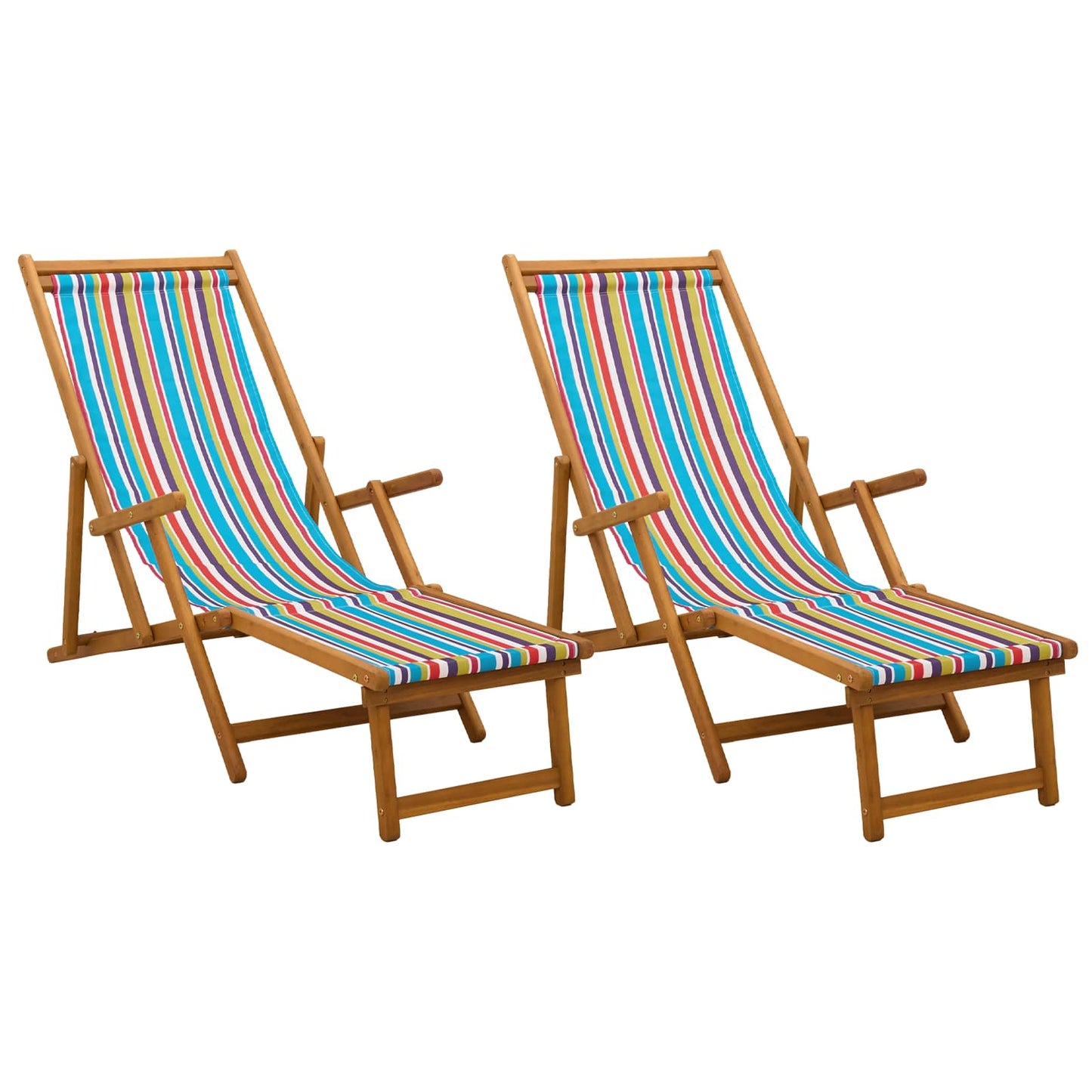 vidaXL Folding Sun Lounger 2 pcs 3 Position Solid Eucalyptus Wood