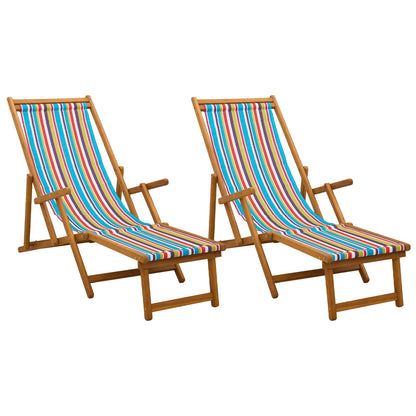vidaXL Folding Sun Lounger 2 pcs 3 Position Solid Eucalyptus Wood