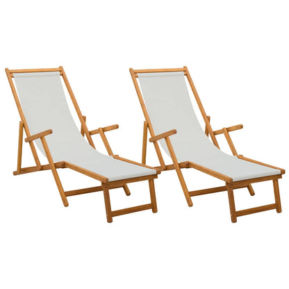 vidaXL Folding Sun Lounger 2 pcs 3 Position Solid Eucalyptus Wood
