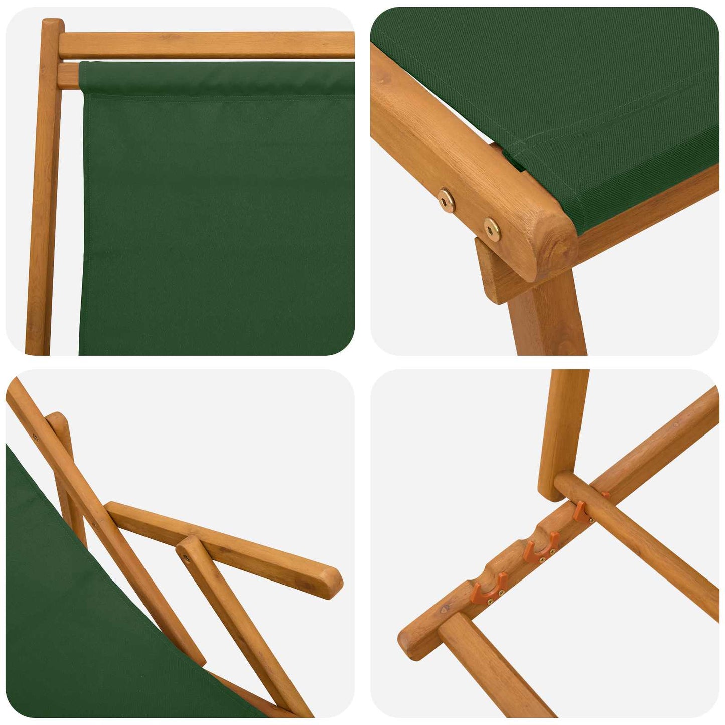 vidaXL Folding Sun Lounger 2 pcs 3 Position Solid Eucalyptus Wood