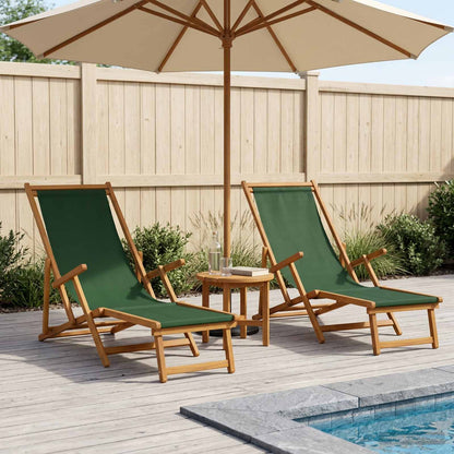 vidaXL Folding Sun Lounger 2 pcs 3 Position Solid Eucalyptus Wood