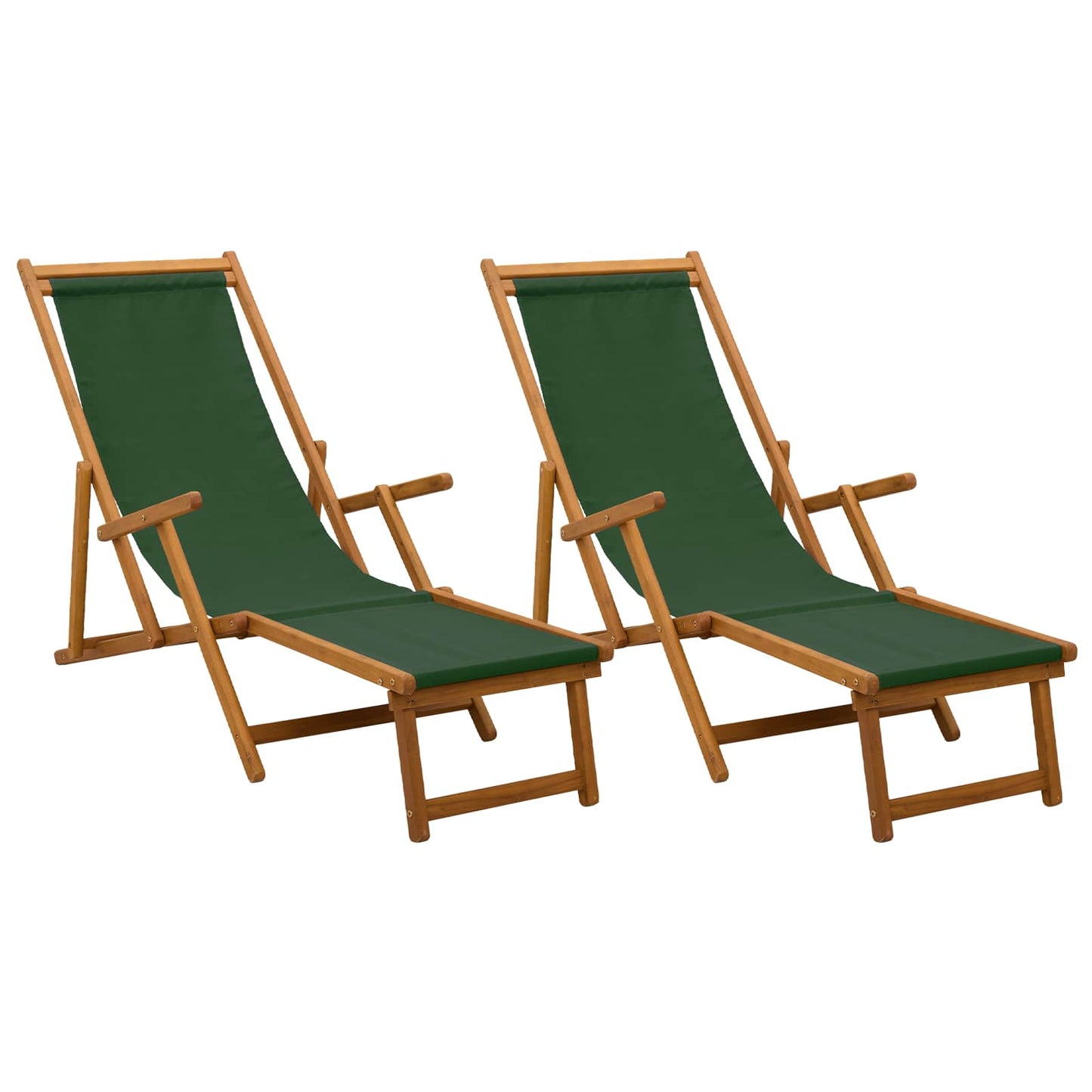 vidaXL Folding Sun Lounger 2 pcs 3 Position Solid Eucalyptus Wood