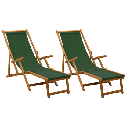 vidaXL Folding Sun Lounger 2 pcs 3 Position Solid Eucalyptus Wood