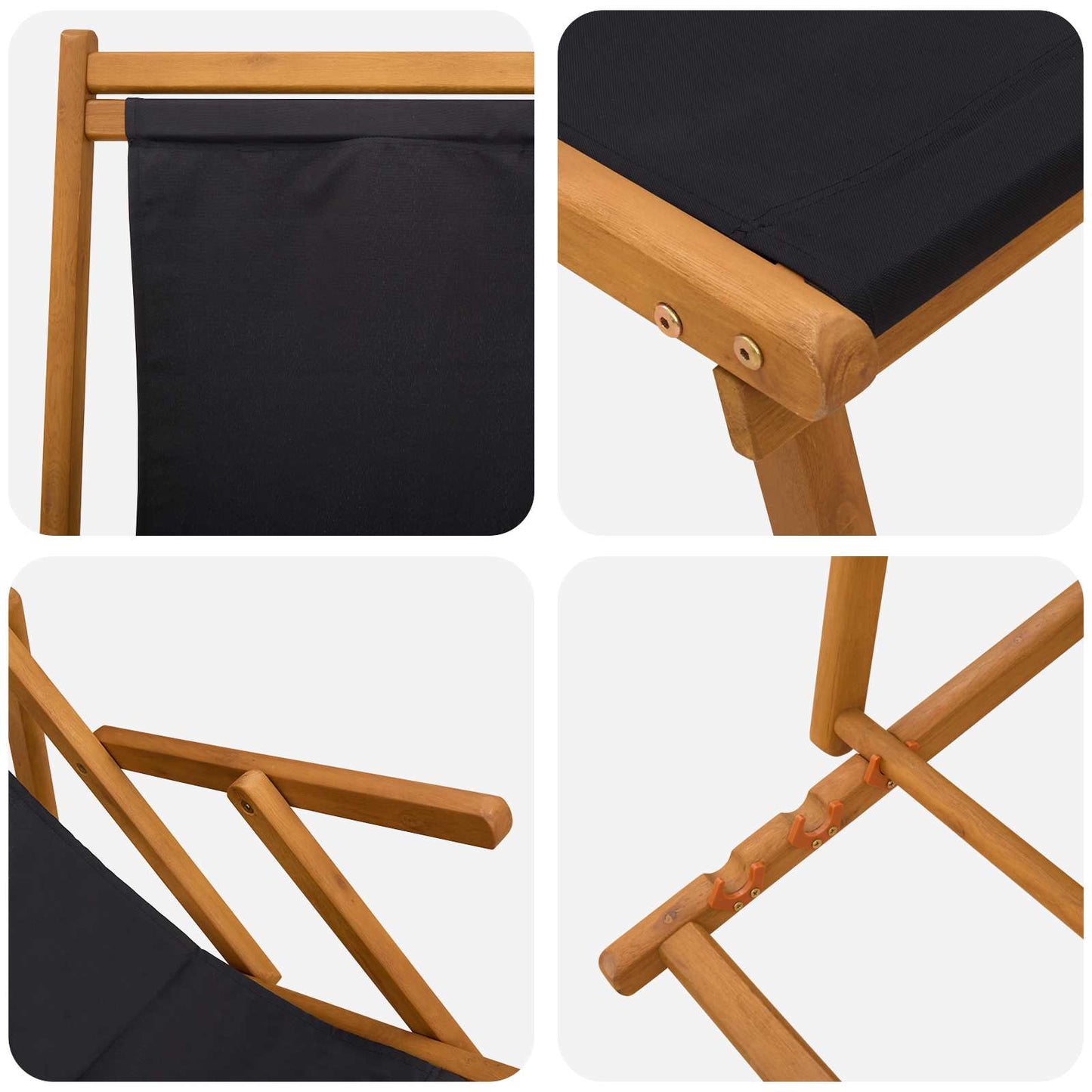 vidaXL Folding Sun Lounger 2 pcs 3 Position Solid Eucalyptus Wood