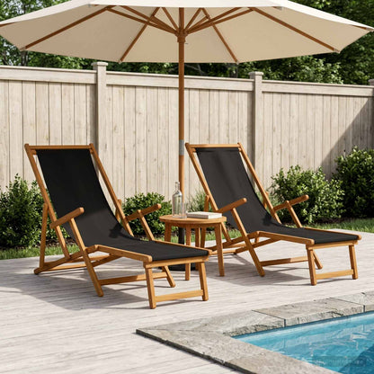 vidaXL Folding Sun Lounger 2 pcs 3 Position Solid Eucalyptus Wood