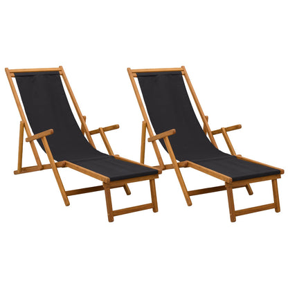 vidaXL Folding Sun Lounger 2 pcs 3 Position Solid Eucalyptus Wood