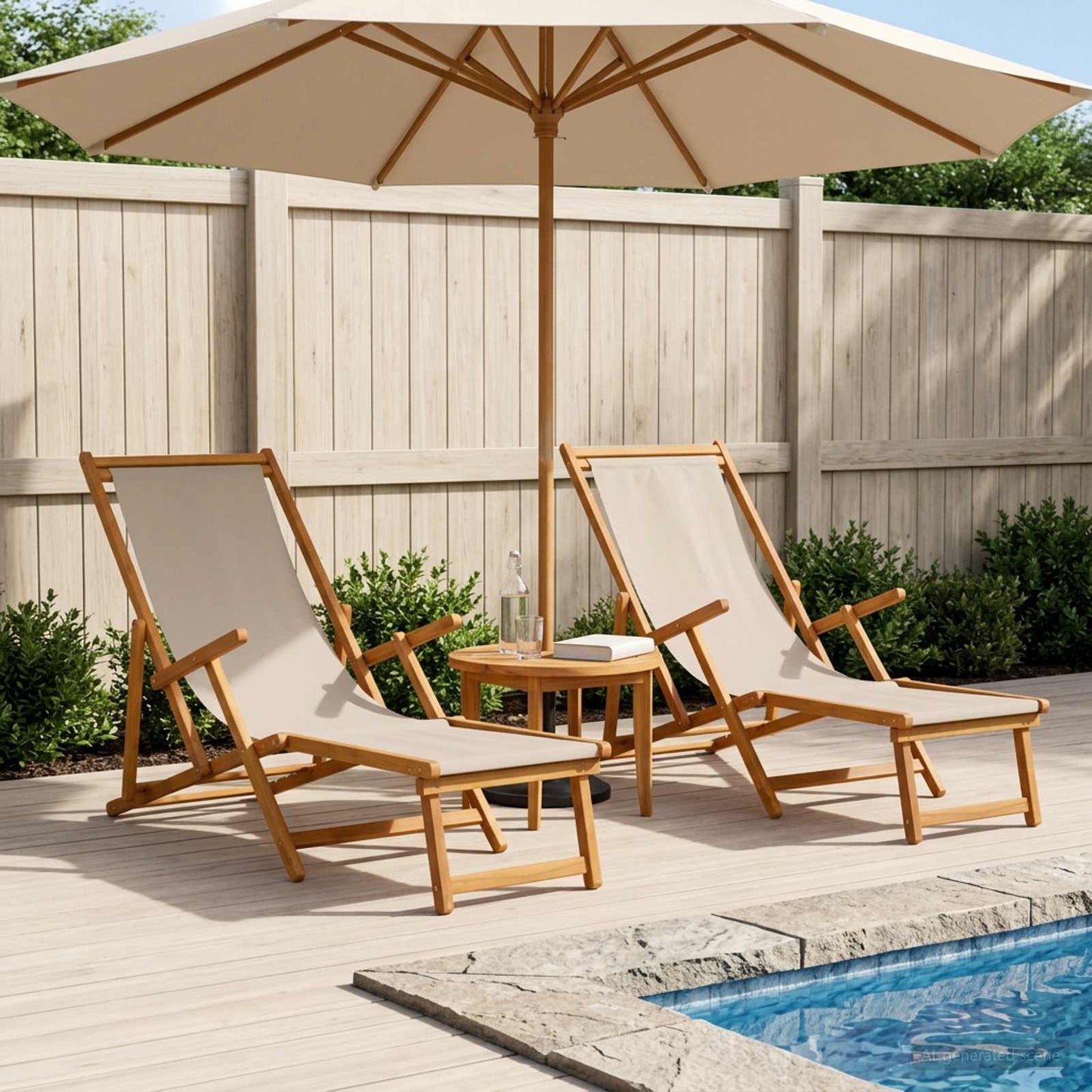 vidaXL Folding Sun Lounger 2 pcs 3 Position Solid Eucalyptus Wood