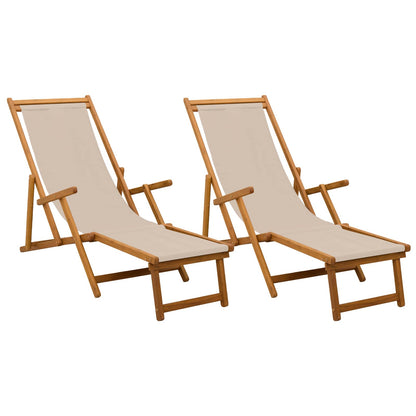 vidaXL Folding Sun Lounger 2 pcs 3 Position Solid Eucalyptus Wood