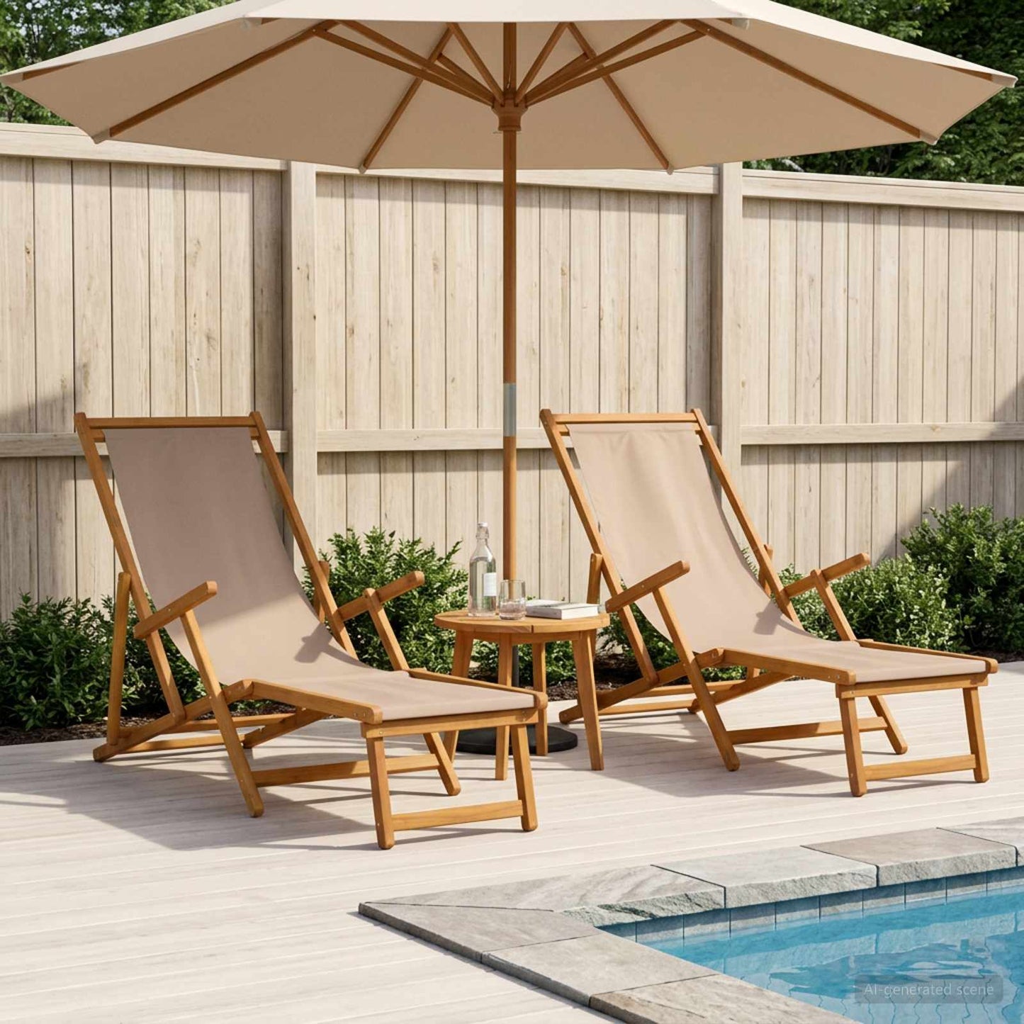vidaXL Folding Sun Lounger 2 pcs 3 Position Solid Eucalyptus Wood
