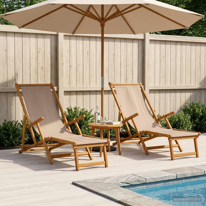 vidaXL Folding Sun Lounger 2 pcs 3 Position Solid Eucalyptus Wood