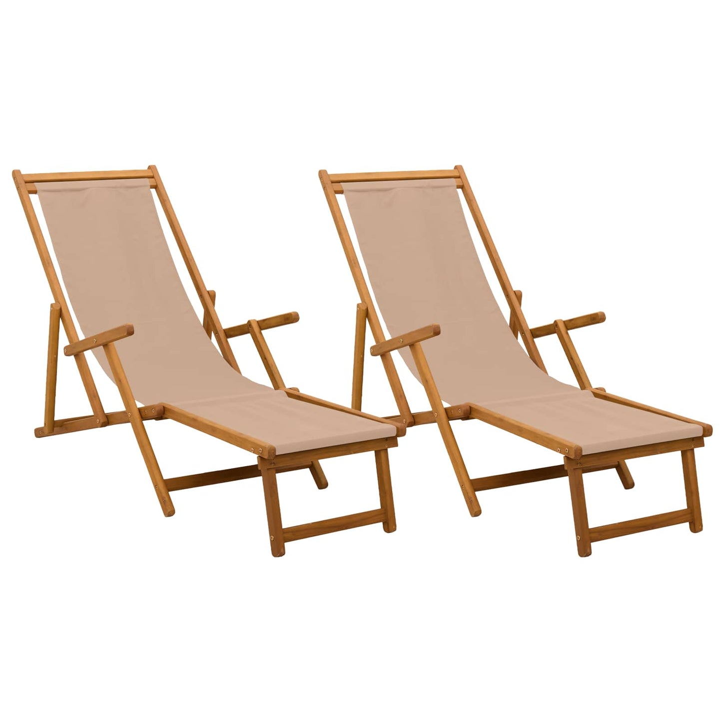 vidaXL Folding Sun Lounger 2 pcs 3 Position Solid Eucalyptus Wood