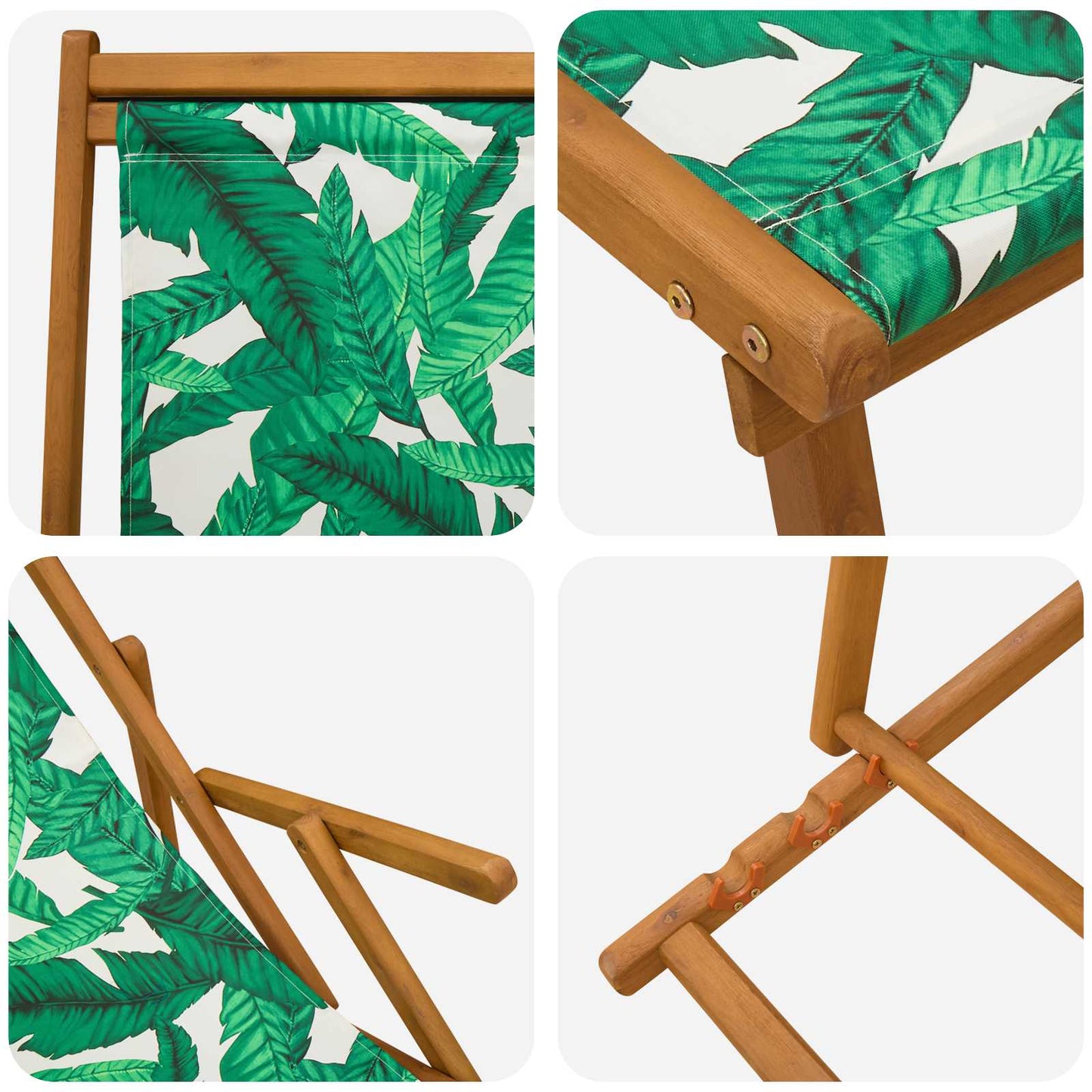 vidaXL Folding Sun Lounger 2 pcs 3 Position Solid Eucalyptus Wood